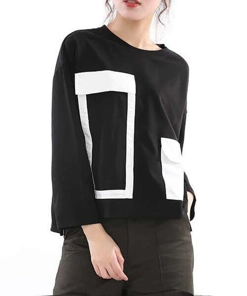 Geometric Panel Graphic Long Sleeve Top